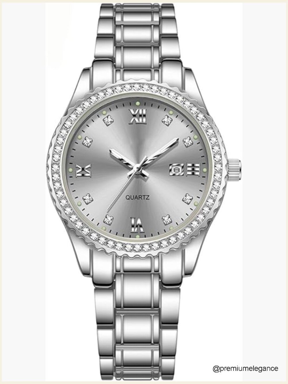 Luxury Diamond Quartz Wrist Watch with Date Waterproof Ladies Dress Casual